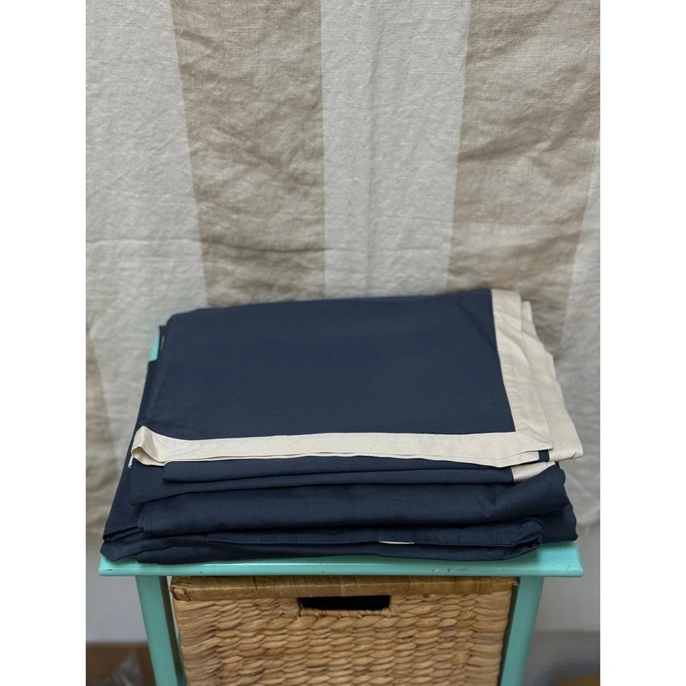 Frette Navy Blue Duvet Cover + Euro Sham‎ Set Luxury Italian Bedding Size King